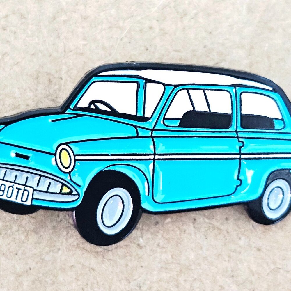 Vintage Turquoise Car Enamel Pin, Retro Collector Sadan Lapel, Cartoon Badge